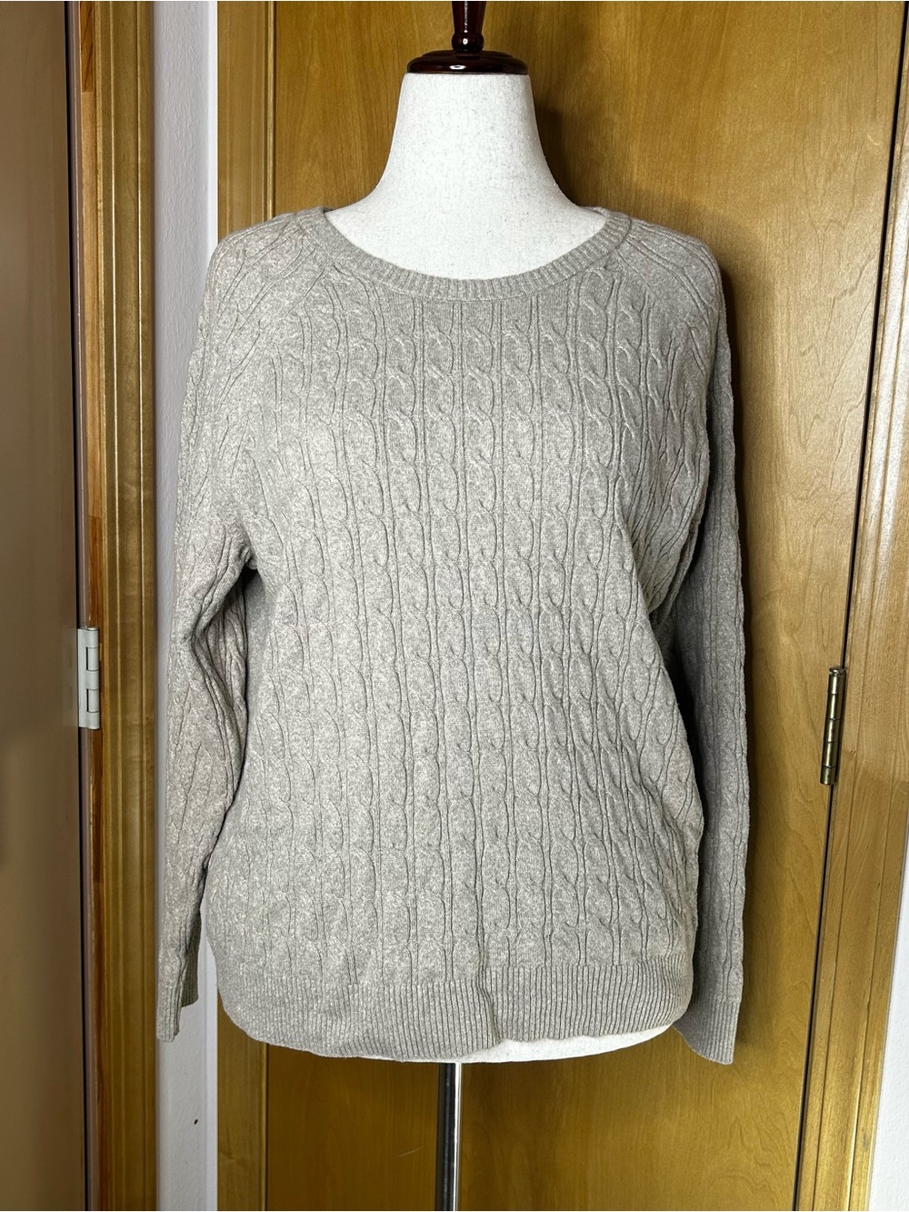 croft & barrow Cable Knit Crewneck Sweater - Taupe